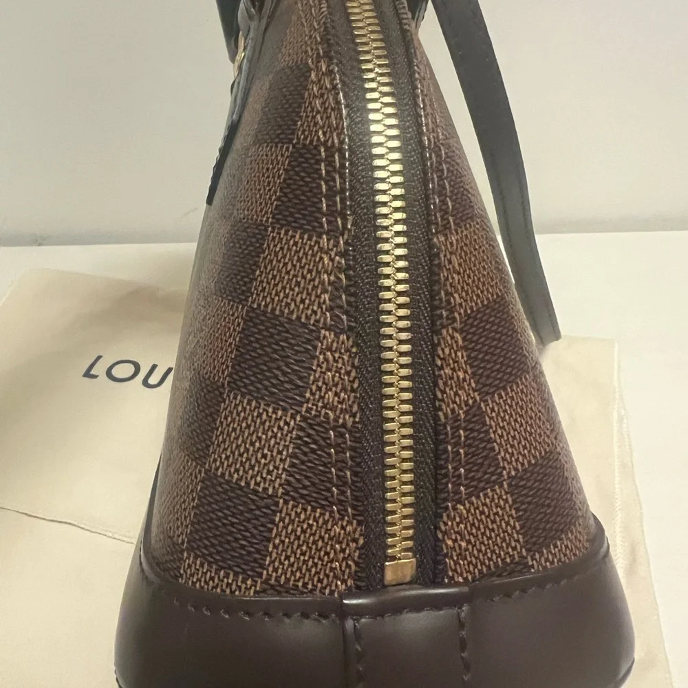 Louis Vuitton Brown Damier Ebene Mini Handbag with Gold Hardware
